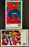 Набор марок (2 шт.). "Картины немецких экспрессионистов (II)". 1974 год, ФРГ.
