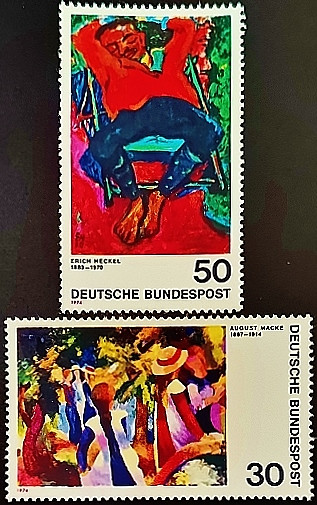 Набор марок (2 шт.). "Картины немецких экспрессионистов (II)". 1974 год, ФРГ.