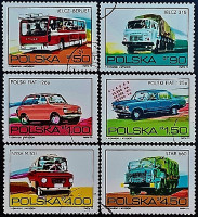 Набор почтовых марок (6 шт.). "Польские автомобили". 1973 год, Польша.