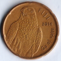 Монета 2 доллара. 2014 год, Фиджи. Сокол.