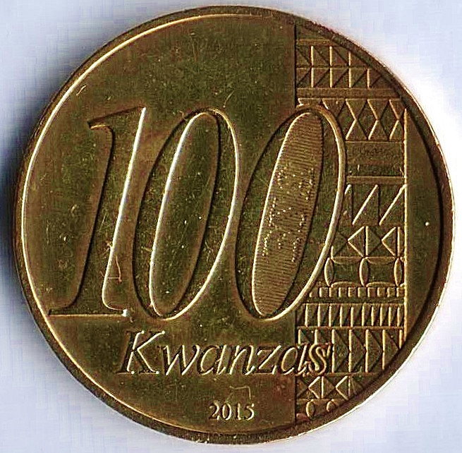 Монета 100 кванза. 2015 год, Ангола. 40 лет Независимости.