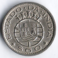 Монета 60 сентаво. 1959 год, Португальская Индия.