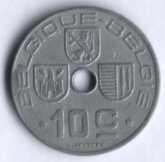Монета 10 сантимов. 1943 год, Бельгия (Belgique-Belgie).