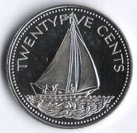 Монета 25 центов. 1974(P) год, Багамские острова.