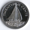 Монета 25 центов. 1974(P) год, Багамские острова.