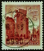 Почтовая марка. "Жилой комплекс "Рабенхоф" (Вена-Эрдберг)". 1958 год, Австрия.