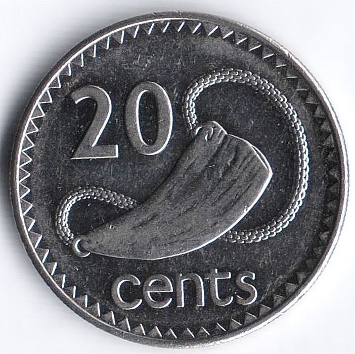 Монета 20 центов. 1999 год, Фиджи.