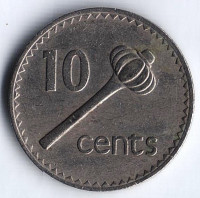Монета 10 центов. 1978 год, Фиджи.