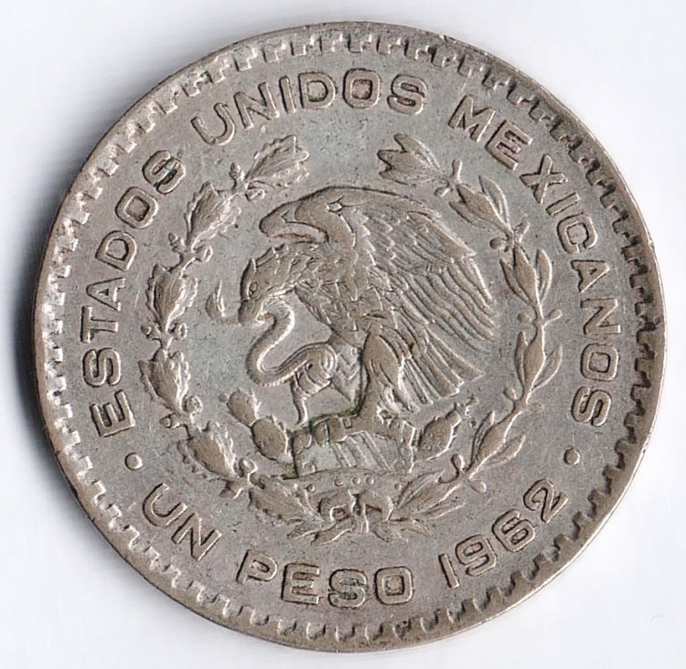 Монета 1 песо. 1962 год, Мексика.