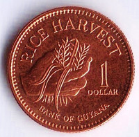 Монета 1 доллар. 2008 год, Гайана.