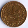 Монета 5 пфеннигов. 1975(G) год, ФРГ.