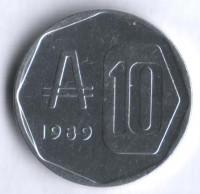 Монета 10 аустралей. 1989 год, Аргентина.