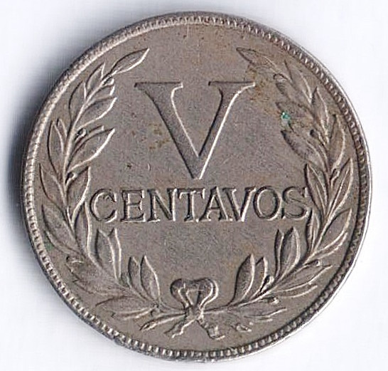 Монета 5 сентаво. 1935 год, Колумбия.
