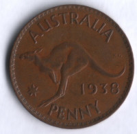 Монета 1 пенни. 1938(m) год, Австралия.