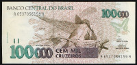 Банкнота 100.000 крузейро. 1993 год, Бразилия. Серия "AA".
