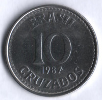 Монета 10 крузадо. 1987 год, Бразилия.
