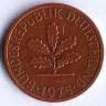 Монета 1 пфенниг. 1975(J) год, ФРГ.