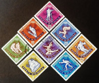 Набор почтовых марок  (8 шт.). "Зимние Олимпийские Игры - Инсбрук-1964". 1963 год, Румыния.