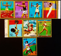 Сцепка почтовых марок. "Летние Олимпийские игры 1976 года - Монреаль (I)". 1975 год, Парагвай.