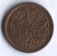 Монета 1/2 цента. 1936 год, Нидерланды.