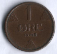 Монета 1 эре. 1948 год, Норвегия.