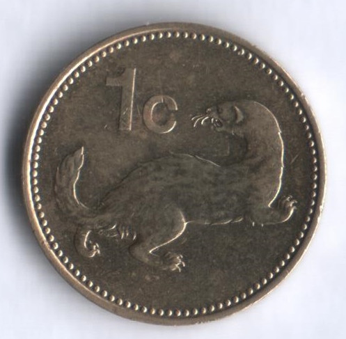 Монета 1 цент. 1986 год, Мальта.
