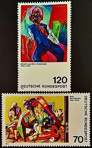 Набор марок (2 шт.). "Картины немецких экспрессионистов (III)". 1974 год, ФРГ.