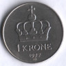 Монета 1 крона. 1977 год, Норвегия.