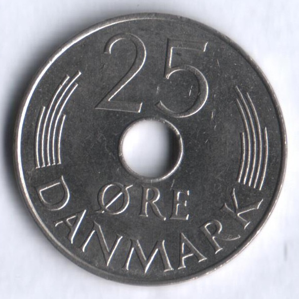 Монета 25 эре. 1979 год, Дания. B;B.