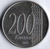 Монета 200 кванза. 2022 год, Ангола. 20 лет миру и национальному примирению.
