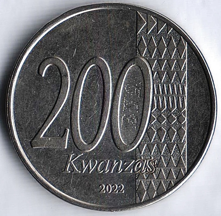 Монета 200 кванза. 2022 год, Ангола. 20 лет миру и национальному примирению.