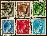 Набор почтовых марок (6 шт.). "Великая герцогиня Шарлотта". 1944-1946 годы, Люксембург.