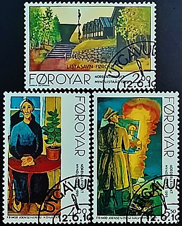 Набор почтовых марок (3 шт.). "Искусство". 1995 год, Фарерские острова.