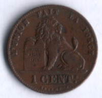 Монета 1 сантим. 1914 год, Бельгия (Des Belges).