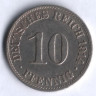 Монета 10 пфеннигов. 1914 год (A), Германская империя.