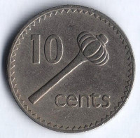 Монета 10 центов. 1980 год, Фиджи.