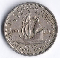 Монета 10 центов. 1959 год, Британские Карибские Территории.