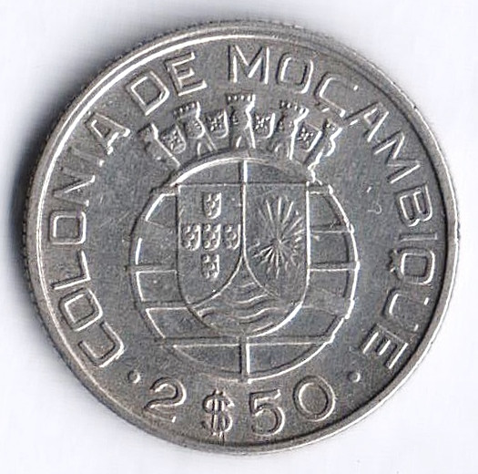 Монета 2,5 эскудо. 1942 год, Мозамбик (колония Португалии).
