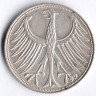 Монета 5 марок. 1958 год (G), ФРГ.