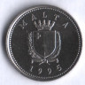 Монета 2 цента. 1995 год, Мальта.