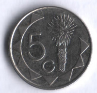 Монета 5 центов. 2007 год, Намибия.