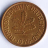 Монета 5 пфеннигов. 1976(D) год, ФРГ.