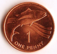 Монета 1 пенни. 1997 год, Остров Святой Елены.