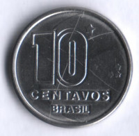 Монета 10 сентаво. 1989 год, Бразилия.