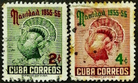 Набор почтовых марок (2 шт.). "Рождество-1955". 1955 год, Куба.