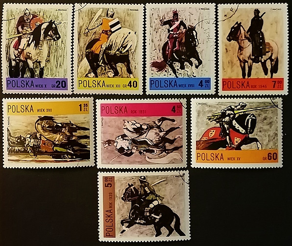 Набор почтовых марок  (8 шт.). "Польская кавалерия". 1972 год, Польша.