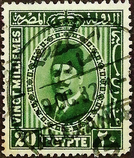 Почтовая марка (20 m.). "Король Фуад I". 1929 год, Египет.
