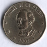 Монета 1 песо. 2002 год, Доминиканская Республика.