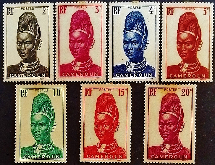 Набор марок (7 шт.). "Женщина из Ламидо". 1939 год, Камерун.