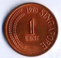 Монета 1 цент. 1975 год, Сингапур.